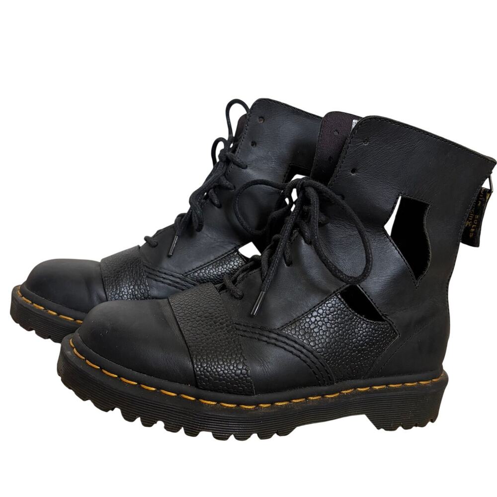 Dr. Martens Katrina Cutout Combat Boots Womens Size 7 Lace-Up Leather